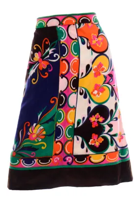 1960s Emilio Pucci Vintage Mod Velvet Multi Colored Skirt