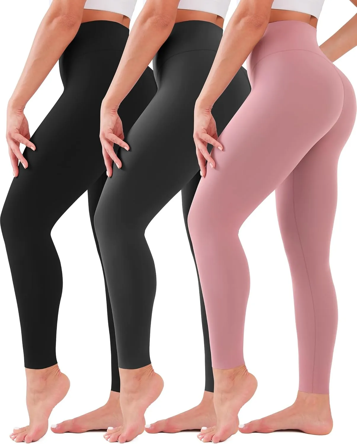 3 Pack Leggings for Women High Waisted No See-Through Tummy Control Soft Yoga Pants Womens Workout Athletic Running Leggings