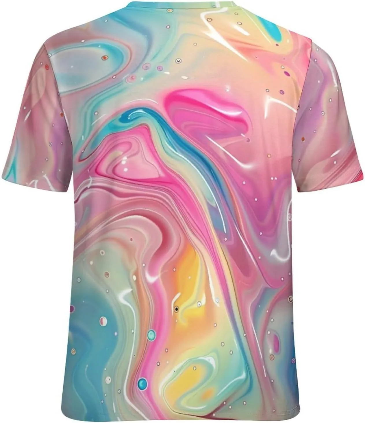 Abstract Art Rainbow Women's Short Sleeve Crewneck Graphic T-Shirt Summer Cute Printed Tee Tops