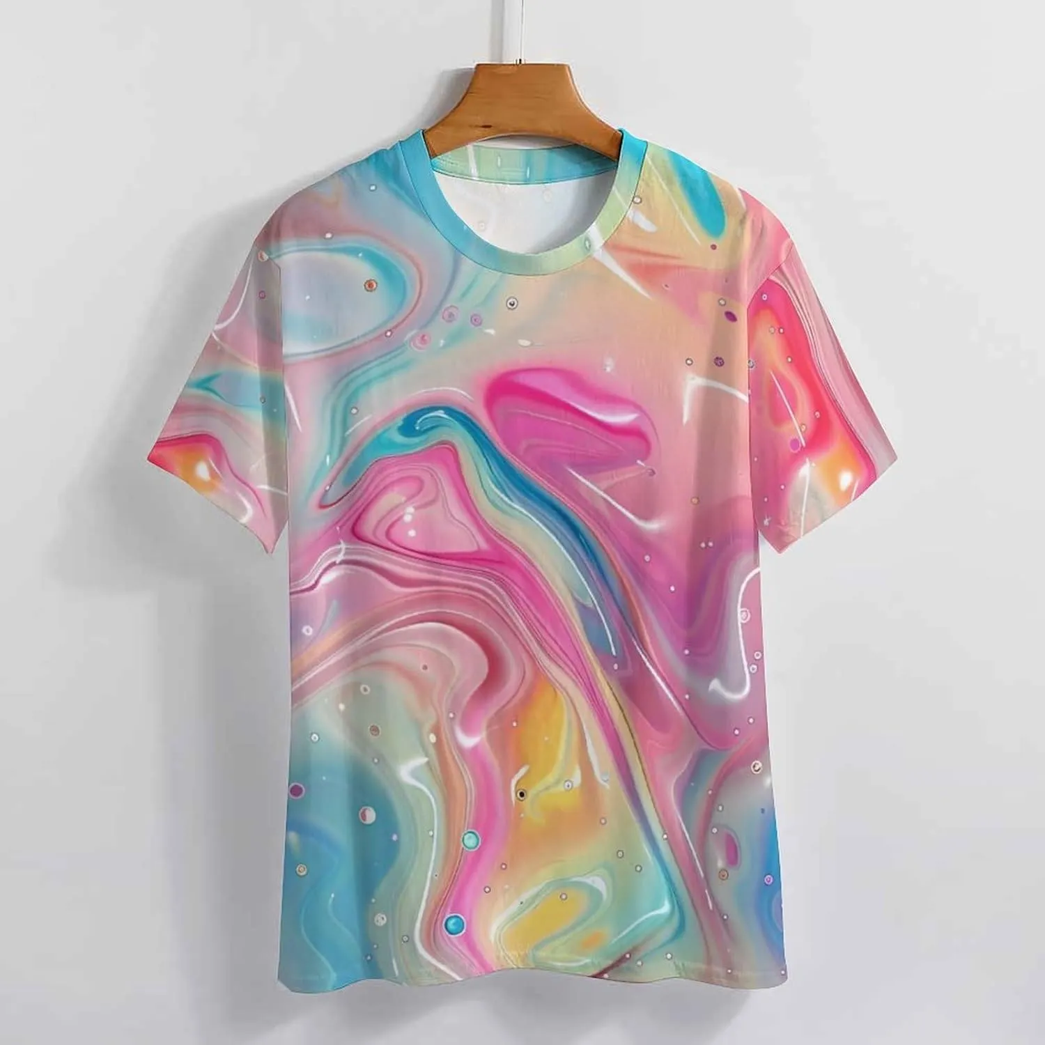 Abstract Art Rainbow Women's Short Sleeve Crewneck Graphic T-Shirt Summer Cute Printed Tee Tops