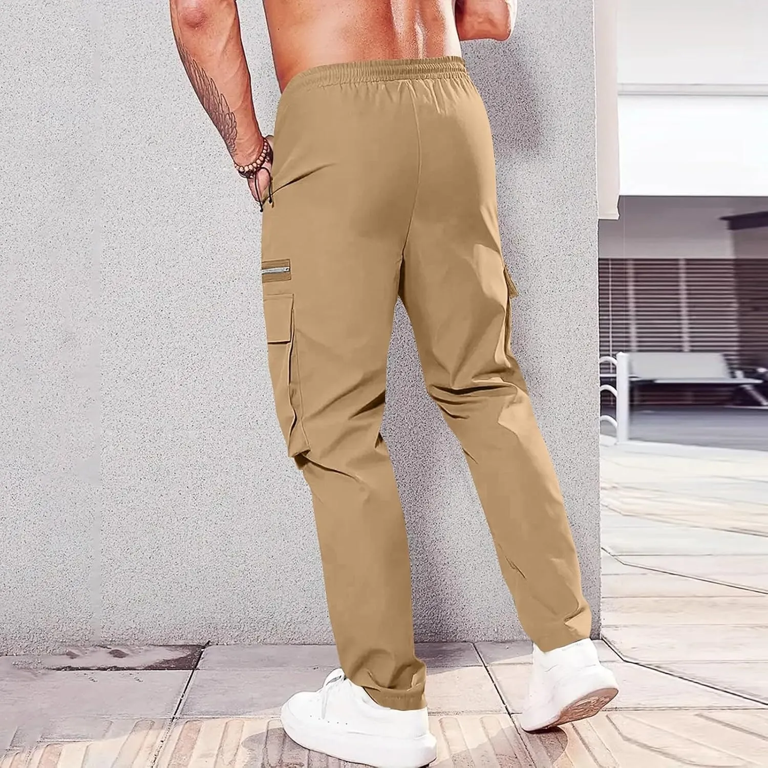 ADHOWBEW Cargos Pants Men Waterproof Pockets Workout Construction Hiking Big and Tall Joggers