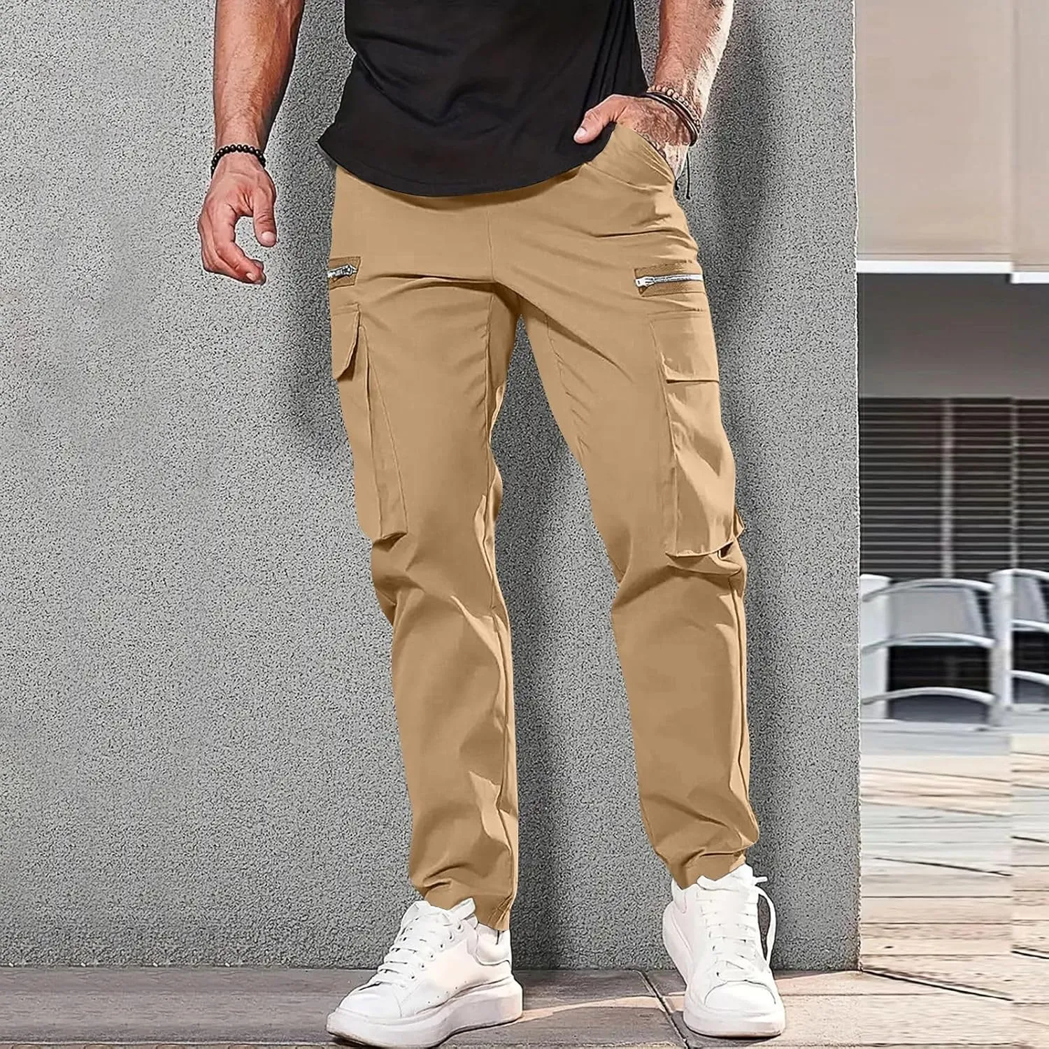 ADHOWBEW Cargos Pants Men Waterproof Pockets Workout Construction Hiking Big and Tall Joggers