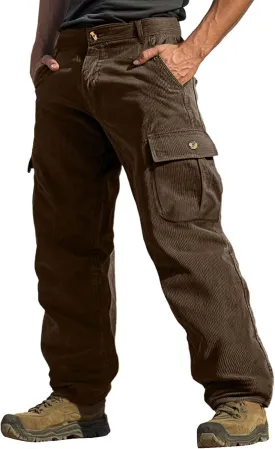 ADHOWBEW Men Cargo Pants Relaxed Fit Stretch Waterproof Construction Hiking Elastic Waist Trousers