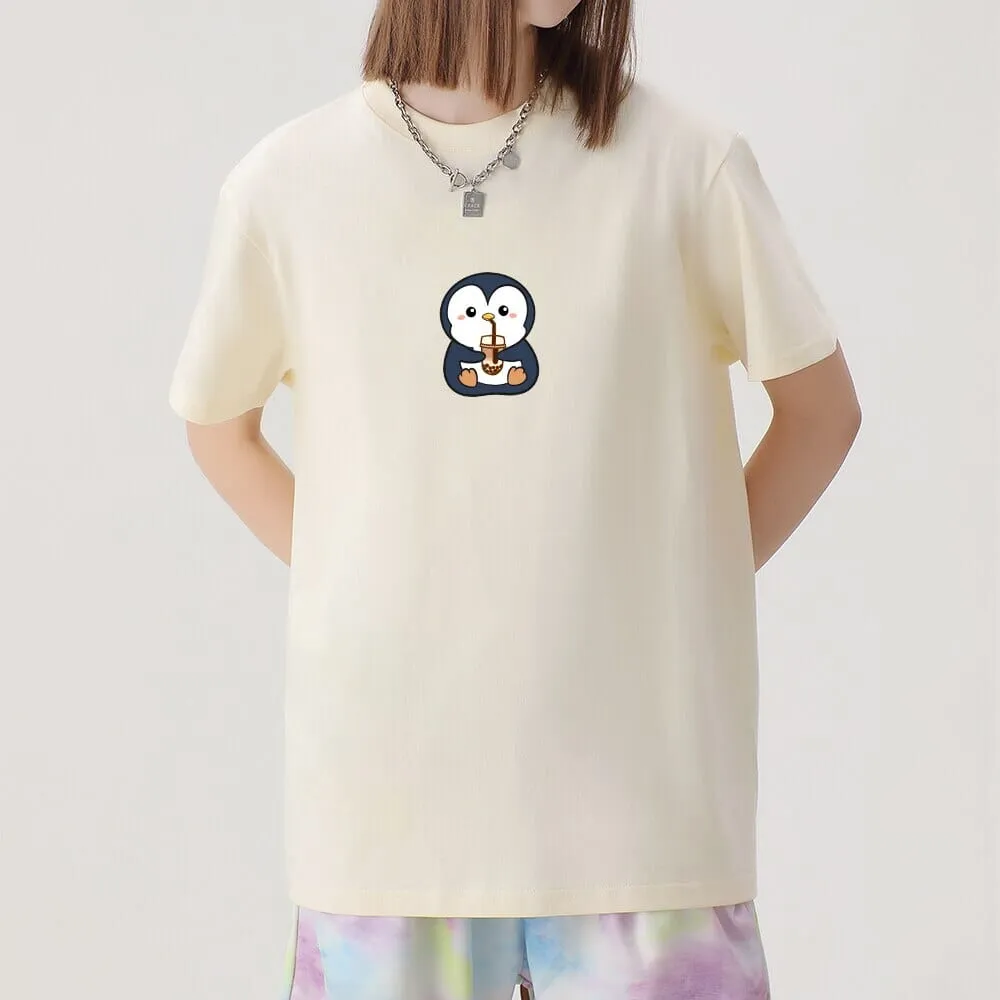 Boba Lovin Penguin Loose Cotton T-Shirts