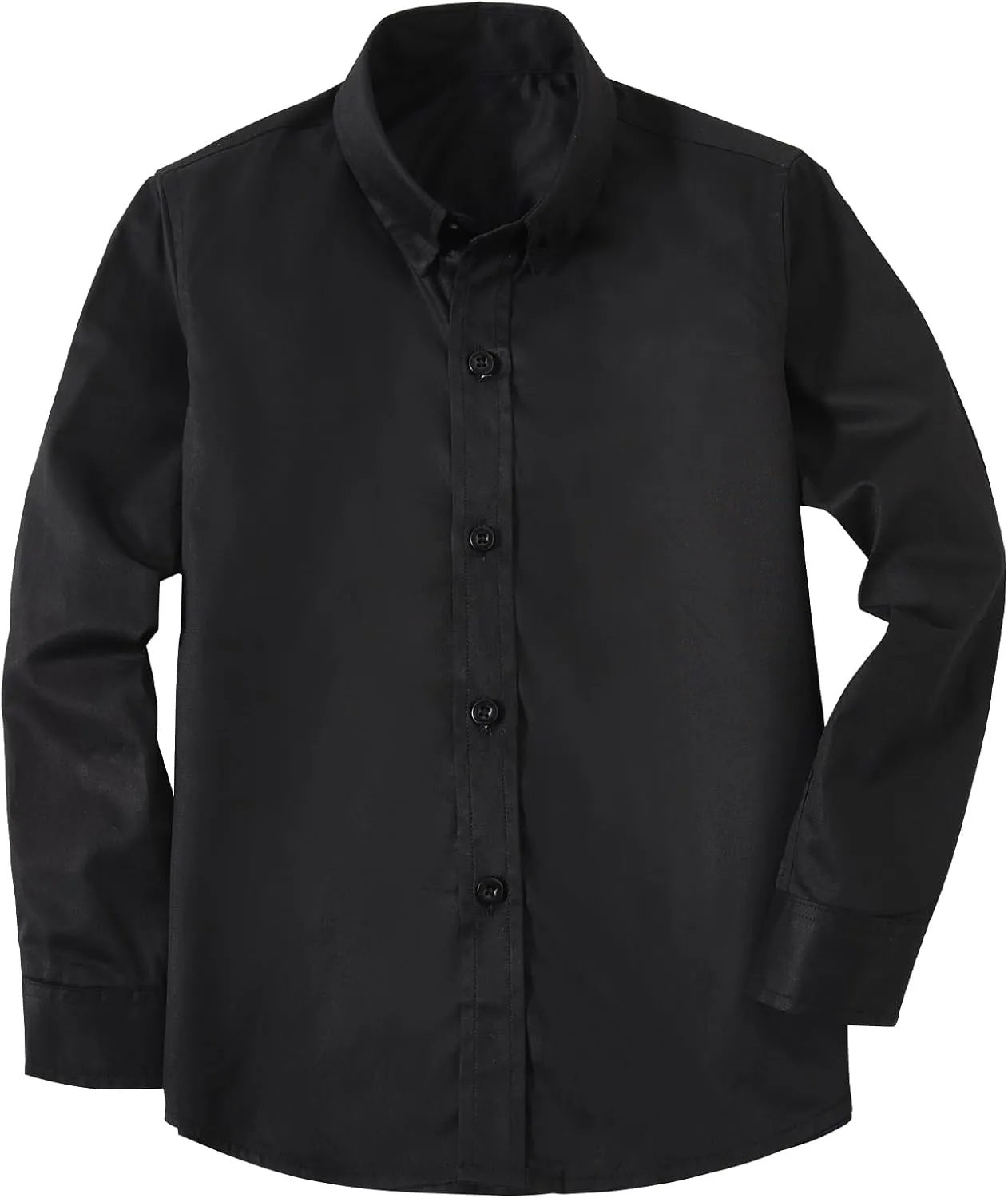 Boys' Button Down Dress Shirts Kids Long Sleeve Solid Collared Uniform Shirt for Toddler Boy (Size 2T-20)