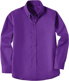 Boys' Button Down Dress Shirts Kids Long Sleeve Solid Collared Uniform Shirt for Toddler Boy (Size 2T-20)