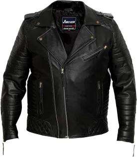 Cafe Racer Distressed Mens Lambskin Leather Jacket - Genuine Men Leather Jacket - Mens Leather Biker Jacket