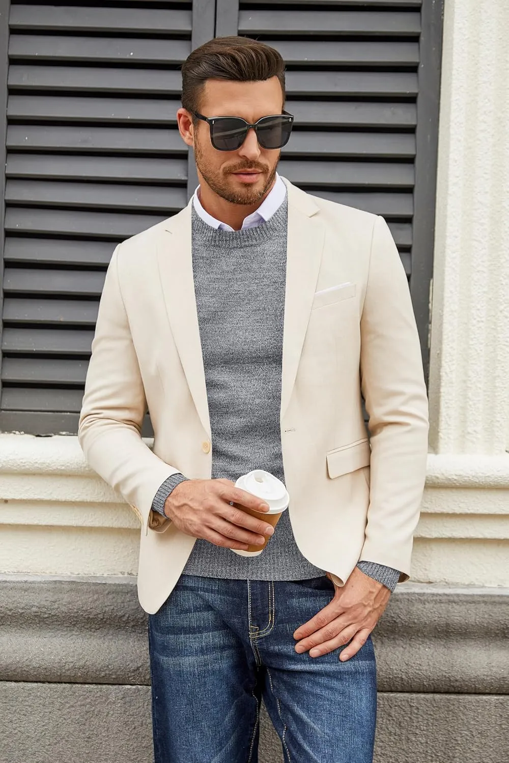 COOFANDY Men's Dress Crew Neck Sweater Lightweight Sweatshirts Knitted Pullover Casual Fashion Long Sleeve Sweater