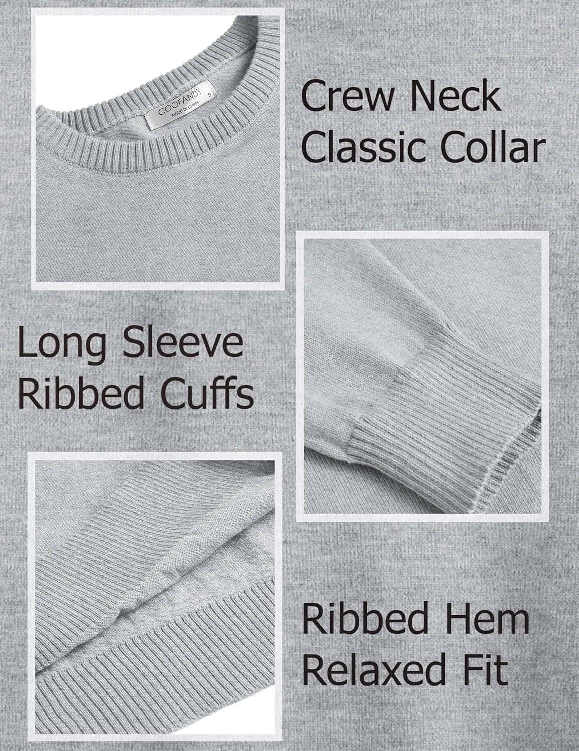 COOFANDY Men's Dress Crew Neck Sweater Lightweight Sweatshirts Knitted Pullover Casual Fashion Long Sleeve Sweater