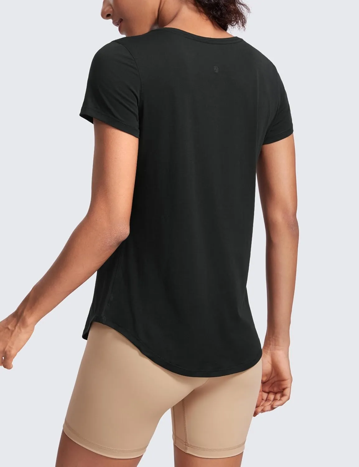 CRZ YOGA Pima Cotton Womens Short Sleeve Shirt Loose Casual Yoga T-Shirt Athletic Workout Tops