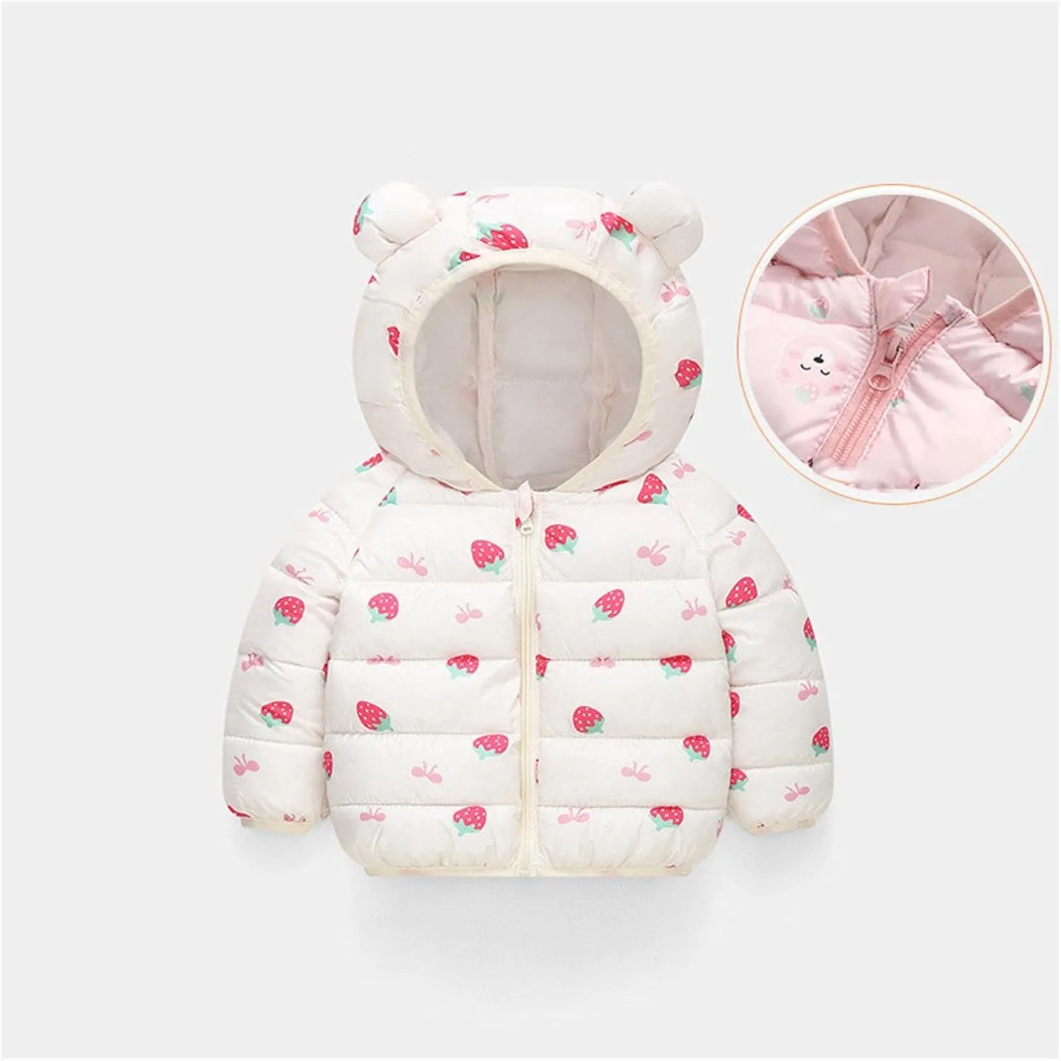 Cute Hooded Down Padded Jacket Coat for Toddler Kids Fall Winter Thicken Warm Furry Fuzzy Pattern Snow Windbreaker