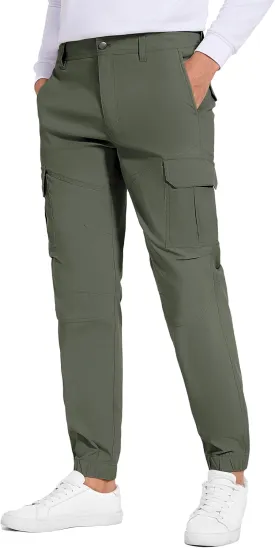 Future Flow Men's Lightweight Hiking Pants, Slim Fit Stretch Joggers, Waterproof Outdoor Pants with Pockets