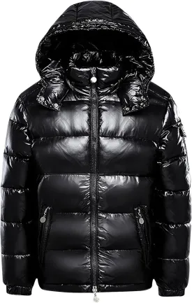 Glossy Puffer Jacket Men Quilted Insulated Jacket Zip up Padded Coat Warm Down Jacket Casual Winter Jacket Outwear
