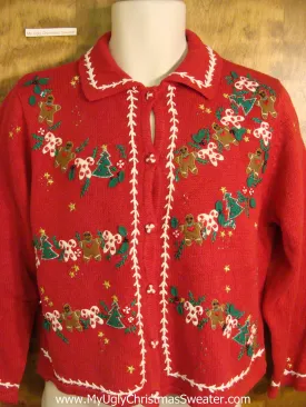 Holiday Sweater with Gingerbread Men and Candycanes