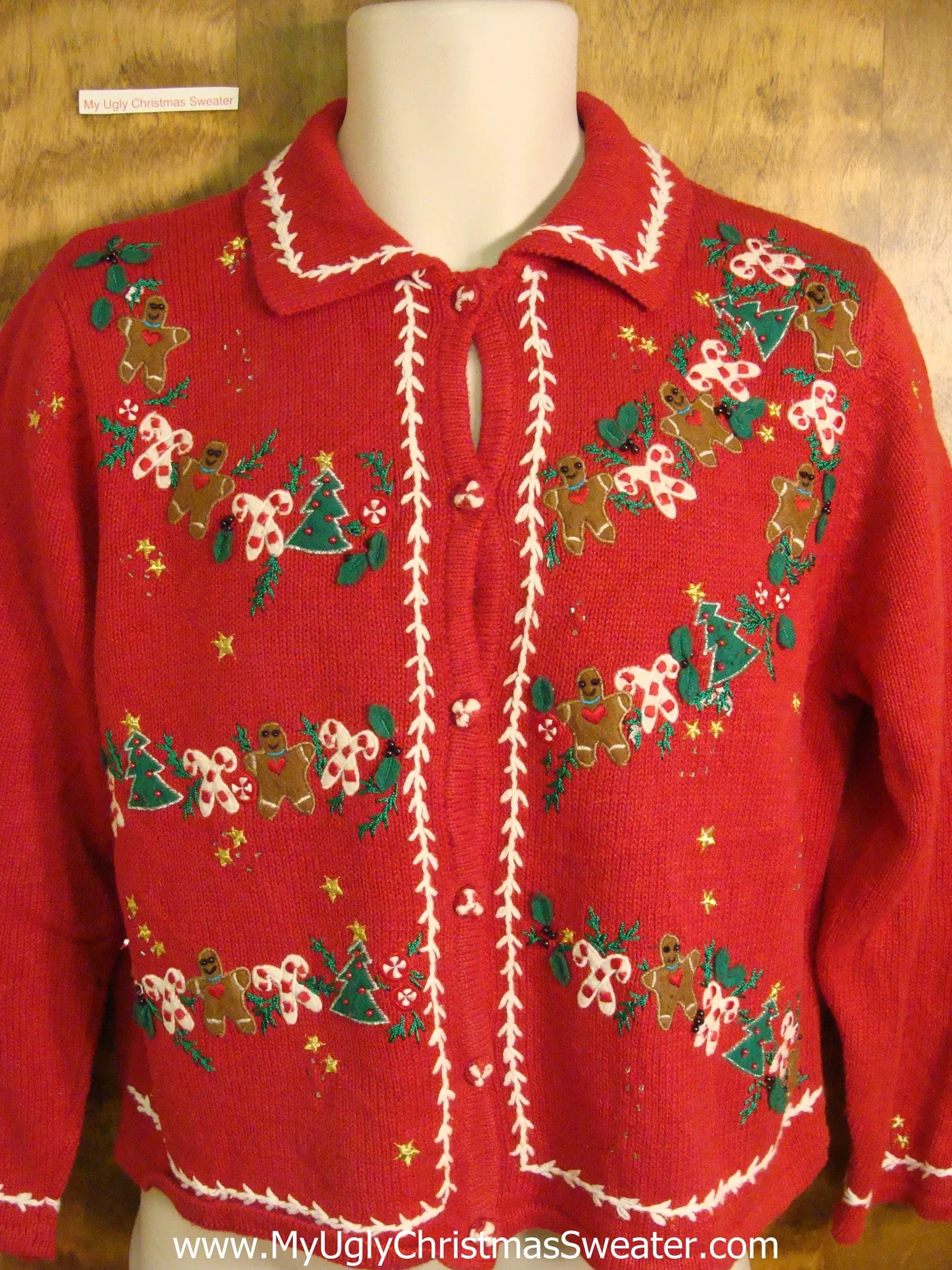 Holiday Sweater with Gingerbread Men and Candycanes