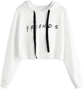 Idepet Women's Casual Letters Print Crop Top Loose Pullover Friends Shirt Teen Girl TV Show Hoodie Sweatshirt