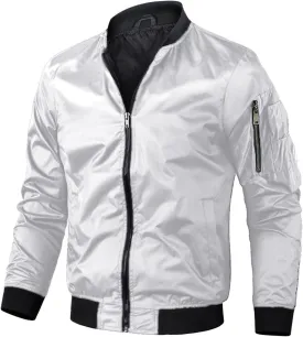 Jackets for Men, Men's Lightweight Bomber Jacket Outdoor Windproof Windbreaker Varsity Jacket Softshell Coat Outwear