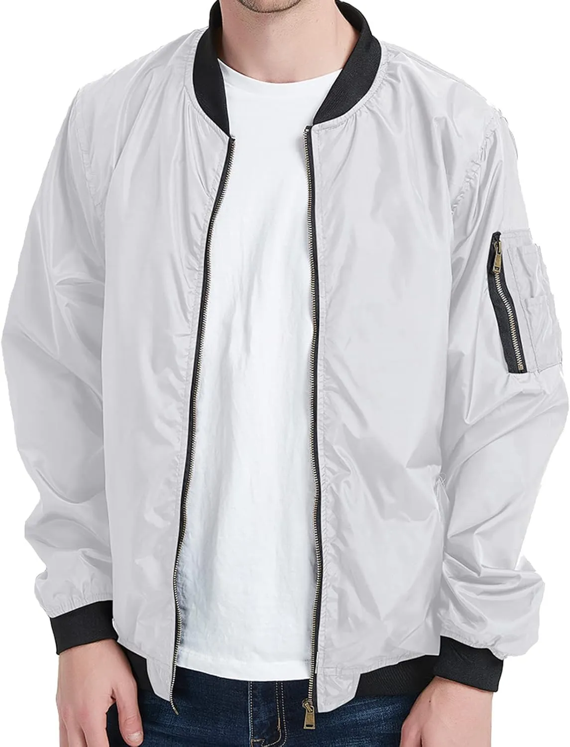 Jackets for Men, Men's Lightweight Bomber Jacket Outdoor Windproof Windbreaker Varsity Jacket Softshell Coat Outwear