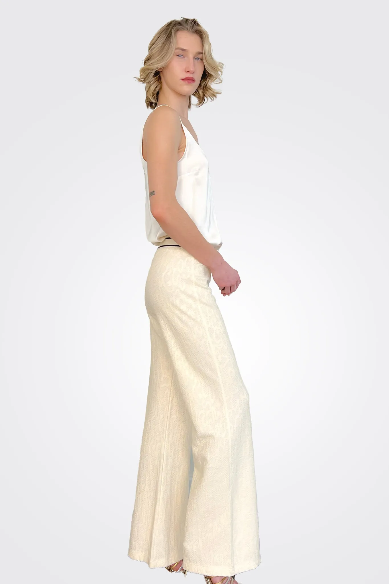 Long Straight Leg Pants - Cream