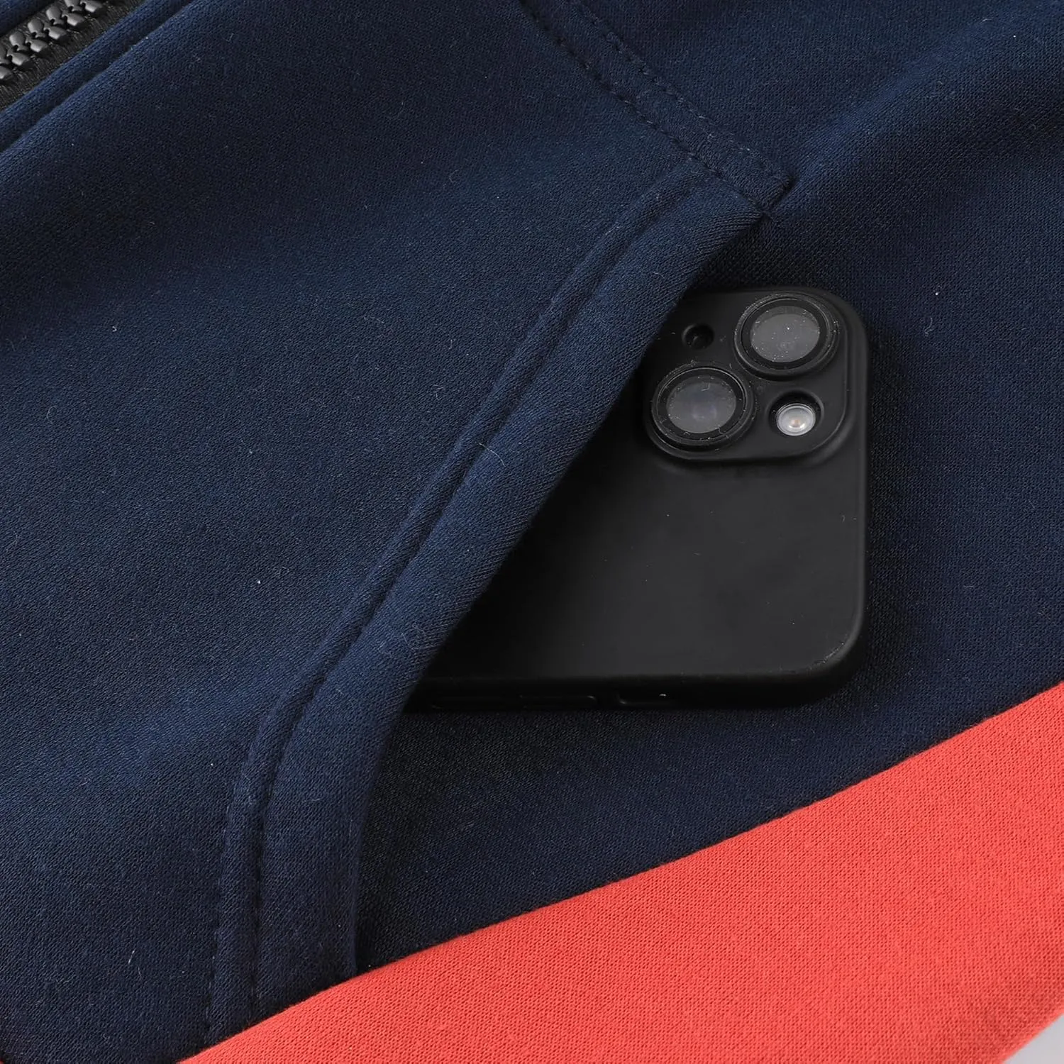 Men's Full Zip Fleece Hoodie zippered Color Block hooded slim Fit Long Sleeve Lightweight Sweatshirt