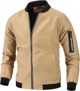 Men's Lightweight Windproof Jacket Flight Bomber Jacket Spring Fall Windbreaker