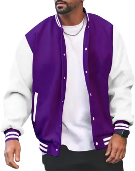 Men's Varsity Letterman Jacket College Baseball High School Bomber Jacket Lightweight Slim Fit Jackets for Men Women