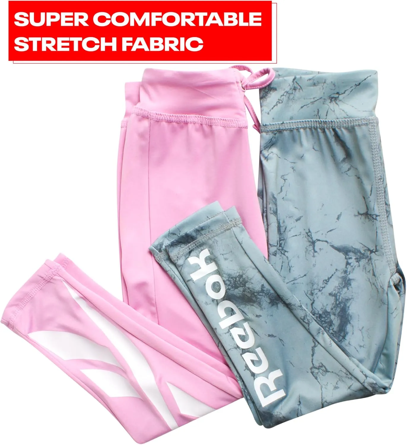 Reebok Girls' Leggings - 2 Pack Active Performance Sports Tights (Size: 7-16)