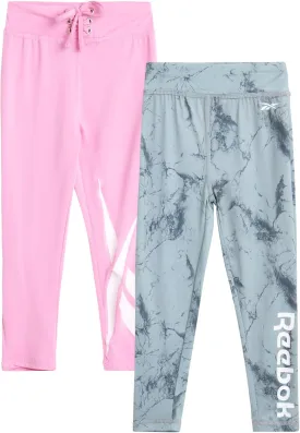 Reebok Girls' Leggings - 2 Pack Active Performance Sports Tights (Size: 7-16)