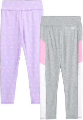 Reebok Girls' Leggings - 2 Pack Active Performance Sports Tights (Size: 7-16)