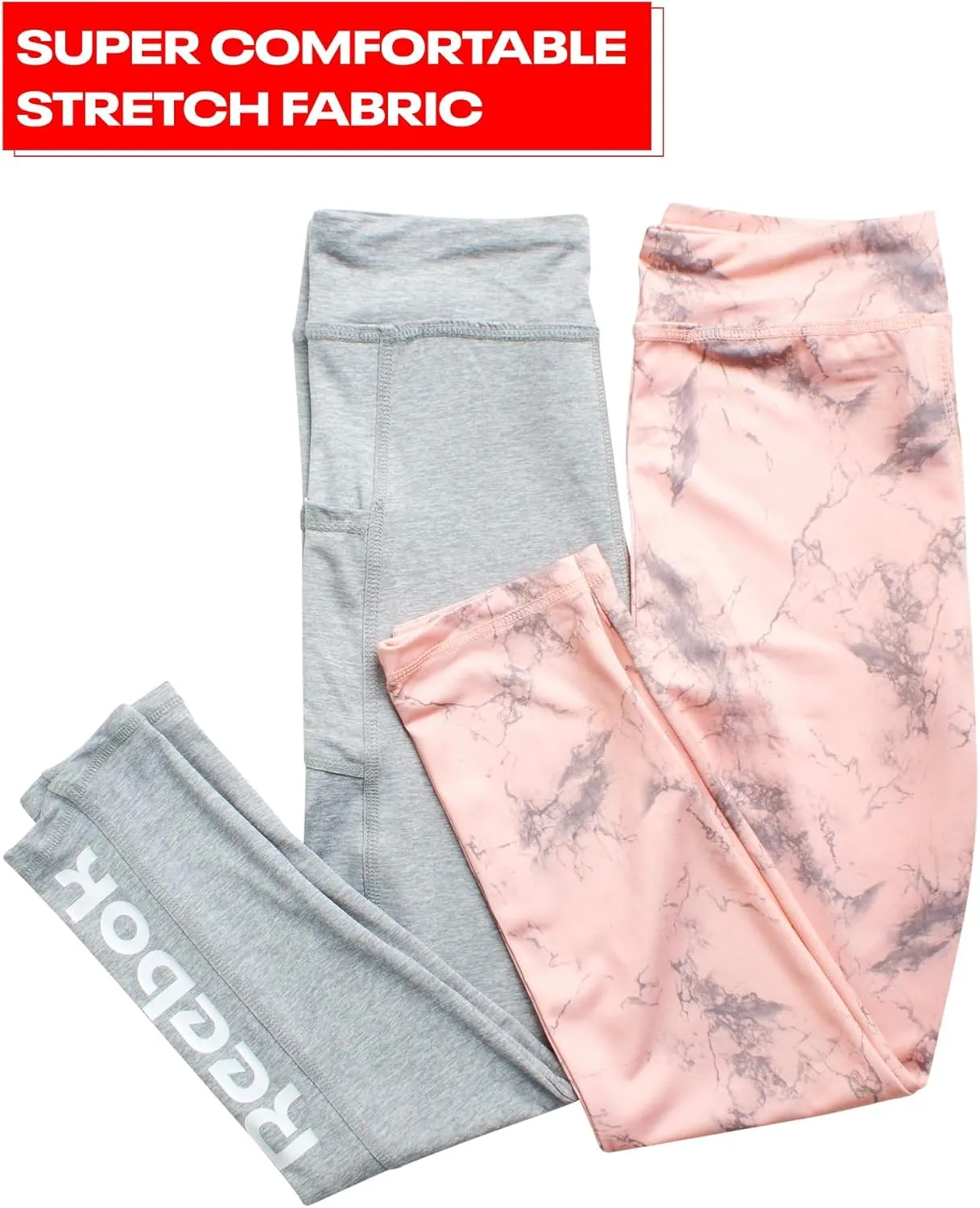 Reebok Girls' Leggings - 2 Pack Active Performance Sports Tights (Size: 7-16)