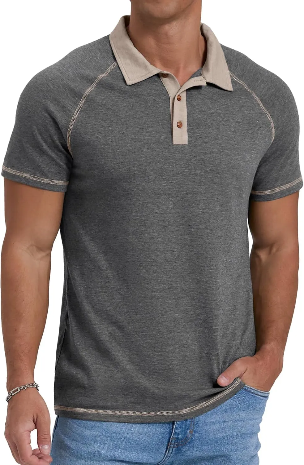 Sailwind Mens Short Sleeve Polo Shirts Cotton Golf Shirts Fashion Casual Raglan