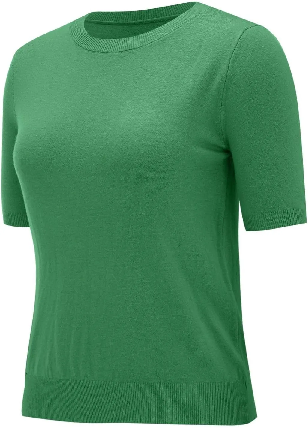 Short Sleeve Sweater Tops for Women Cute Lightweight Crew Neck T Shirts Plain Relaxed Fit Business Casual Tops