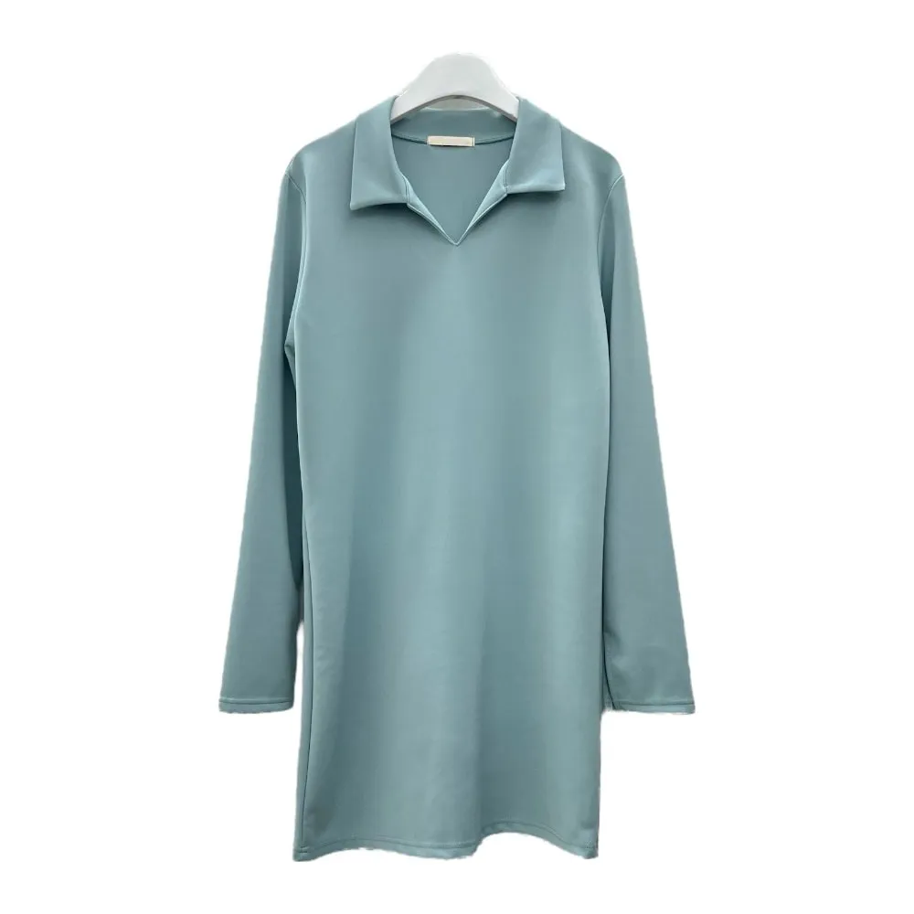Simple Collared Straight Mini Dress OA01