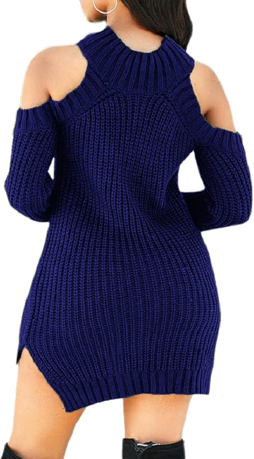 Sweater Dress for Women Elegant Casual Knit Long Sleeve Off Shoulder Pullover Winter Dresses