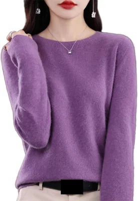 Sweaters for Women Cashmere Crew Neck Long Sleeve, Soft Pullover, Cashmere Cardigan Knit Sweater