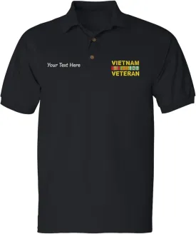 Vietnam Veteran Men's Polo T Shirt Embroidered Army USA Soldier Shirt