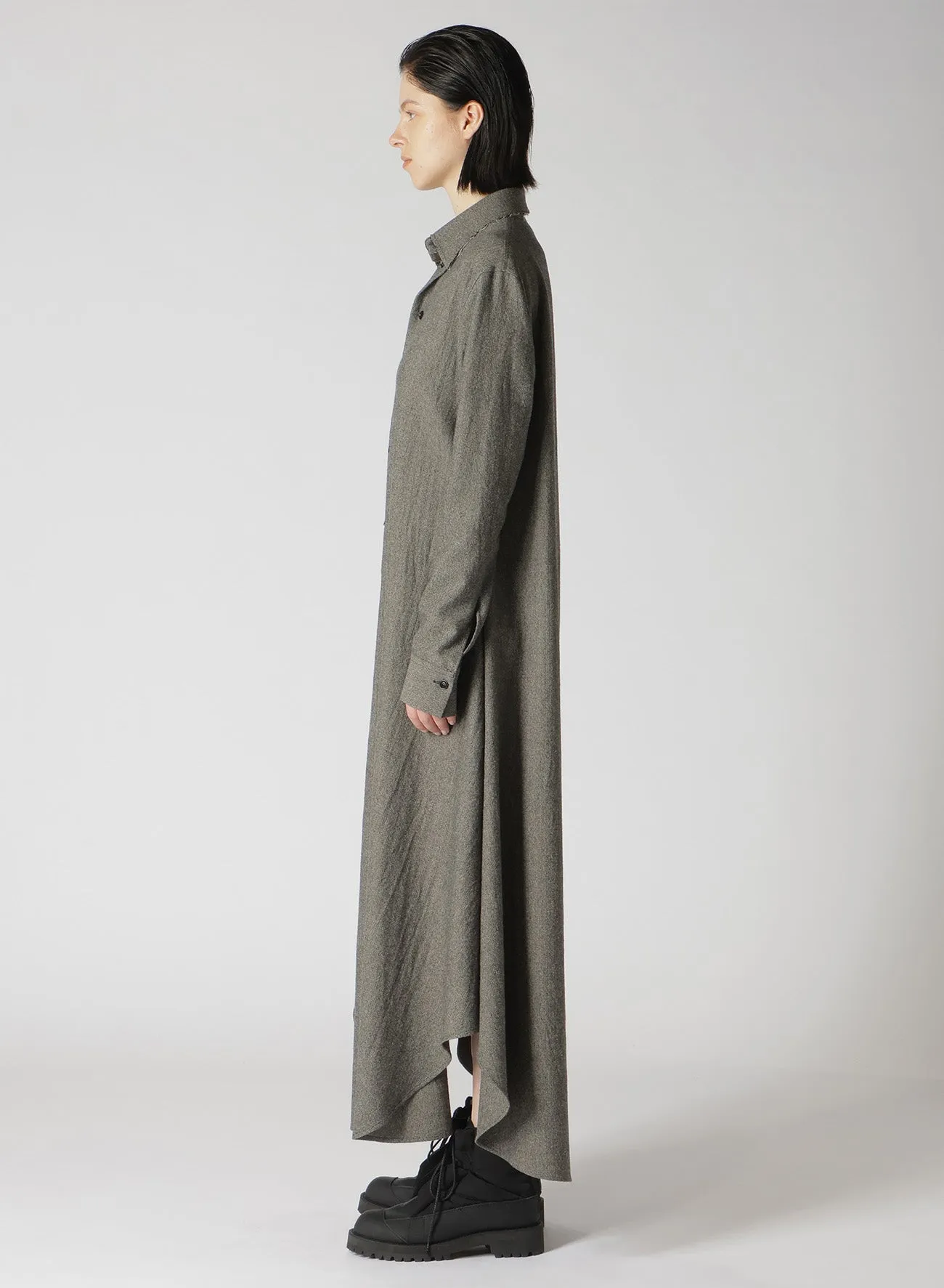 W/ MINI HERRINGBONE SHIRT CUTTING DRESS