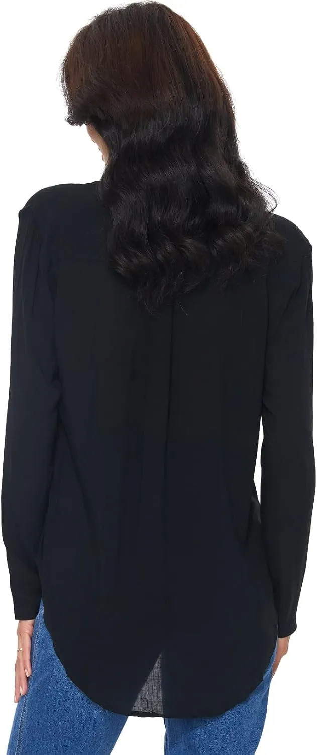 Womens Button Down Shirt Long Sleeve Button Up Shirt Ladies Work Blouses Loose Fit Tops