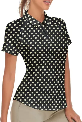Women's Golf Shirt Short Sleeve Tennis Shirt Quarter Zip Golf Pullover Golf Polo Shirts Argyle Tops