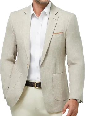 WULFUL Men's Sport Coats Blazers Linen Cotton Blazer Regular Fit One Button Suit Jacket with 2 Pockets