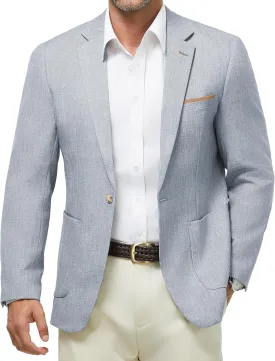 WULFUL Men's Sport Coats Blazers Linen Cotton Blazer Regular Fit One Button Suit Jacket with 2 Pockets