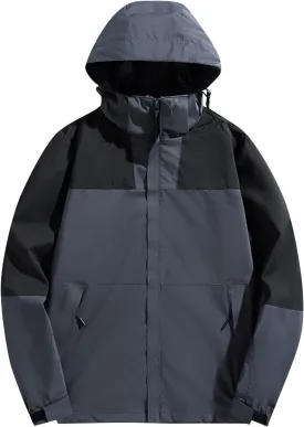Ymosrh Men's Fashion Windbreaker Jackets Windproof Water Resistant Full Zip Up Outdoor Hiking Fishing Coats, S-6XL